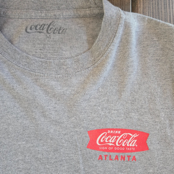 Vintage 1990s Coca Cola T Shirt Medium Gray Atlanta Graphic Logo Tee Crew Neck - Picture 2 of 6